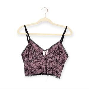 O’Dolly Dearest Black & Pink Lace Y2K Heartthrob Top